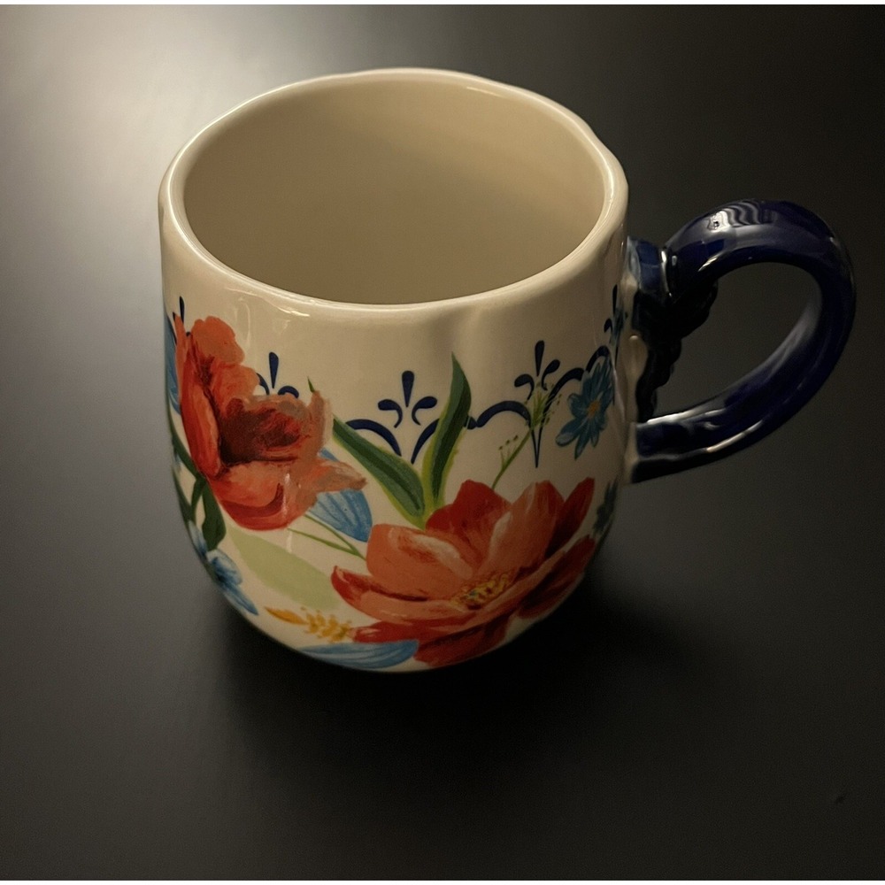 Pioneer Woman Spring Bouquet Red Cobalt Blue Floral Stoneware Big Mug‎ 19oz - Picture 2 of 5